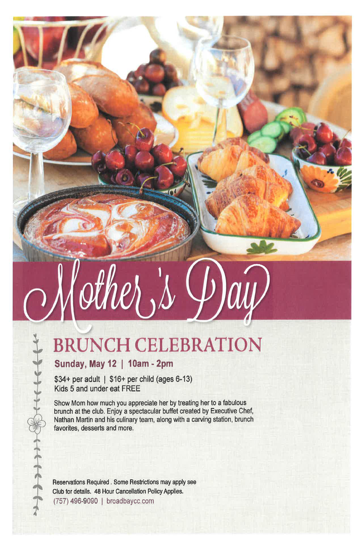 Mother's Day Brunch | Broad Bay Country Club | Sunday, May 12, 2019